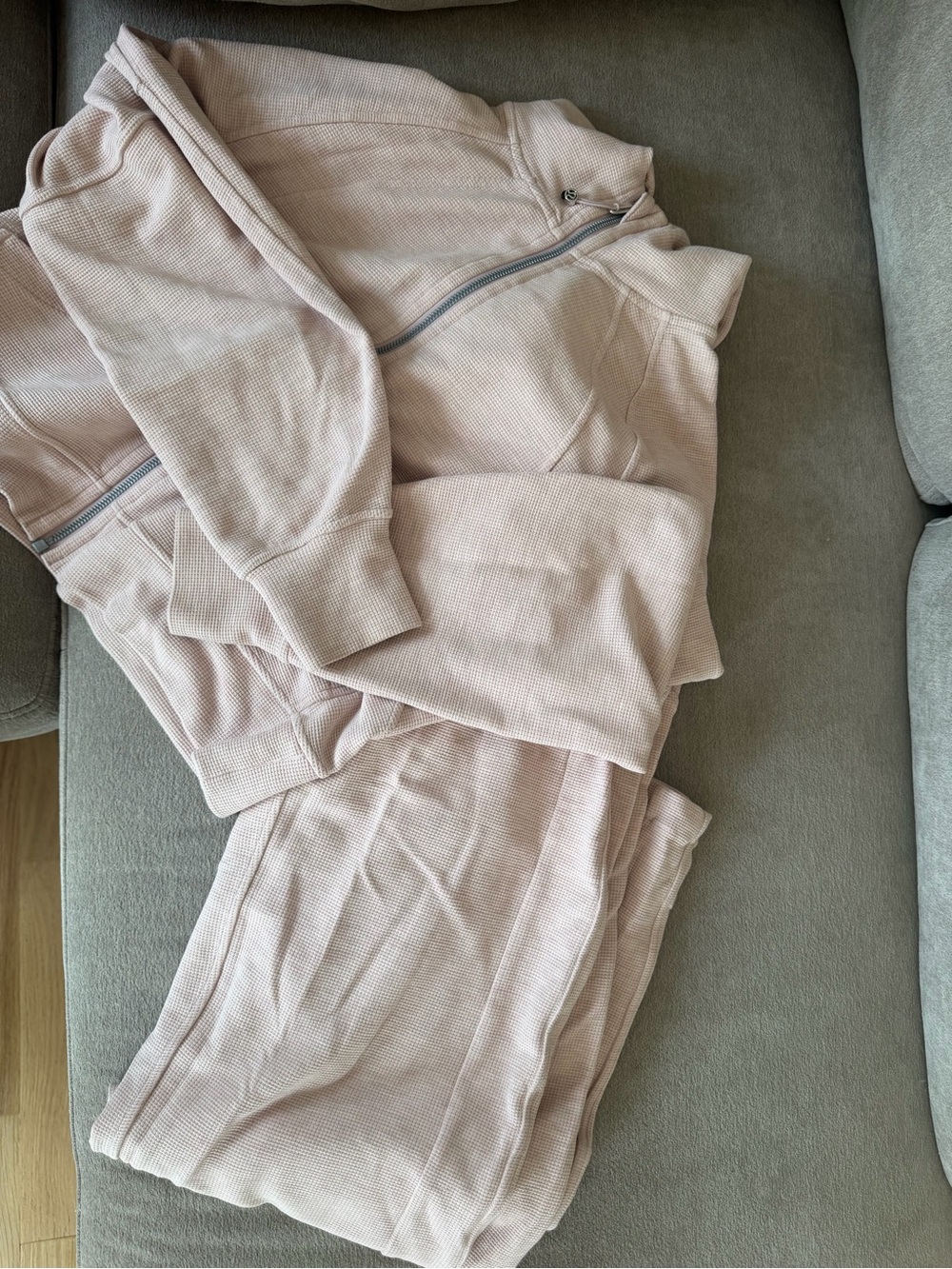 Lululemon waffle set heathered mink berry pink pants + scuba hoodie set